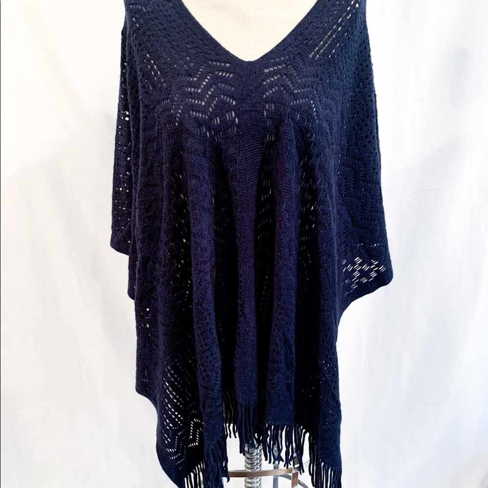 Asymmetrical navy shawl